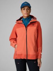 4F Kurtka trekkingowa przeciwdeszczowa membrana 20000 damska - czerwona M. Czerwone kurtki 4f, na lato, l, bez wzorów, z tkaniny, bez kaptura. Za 699.99 zł.