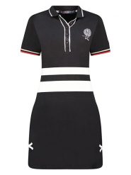 Geographical Norway Sukienka polo w kolorze czarnym rozmiar: XL. Czarne sukienki Geographical Norway, xl, bez wzorów, bez kołnierzyka, bez ramiączek, midi. Za 78.10 zł.
