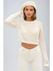 Monki Sweter w kolorze kremowym rozmiar: XXS. Brązowe swetry Monki, xxs, bez wzorów, z wełny, bez ramiączek. Za 39.99 zł.