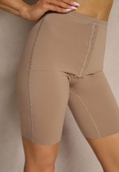 Ciemnobeżowa Bielizna modelująca Majtki Typu Szorty High Waist Liradelle. Brązowa bielizna modelująca Renee, bez wzorów, z jeansu, z podwyższonym stanem. W wyprzedaży za 39.99 zł.