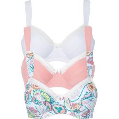 Biustonosz (3 szt.) bonprix z nadrukiem + biały + jasny koralowy. Biustonosze marki bonprix. Za 59.97 zł.