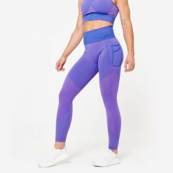 Legginsy fitness damskie Domyos seamless. Czerwone legginsy DOMYOS, bez wzorów, z elastanu, sportowe. Za 169.99 zł.