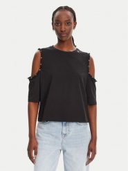 Liu Jo Bluzka WA5183 JS923 Czarny Regular Fit. Czarne bluzki Liu Jo, s, bez wzorów, z bawełny, bez kołnierzyka, bez ramiączek. Za 359.99 zł.