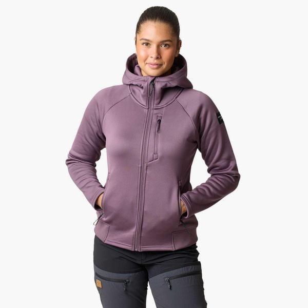Bluza Polarowa Rozpinana Wędrówki Kobieta Lofoten Regularny Krój. Fioletowe bluzy SWEDEMOUNT, l, bez wzorów, z elastanu, z kapturem, trekkingowe. Za 329.99 zł.