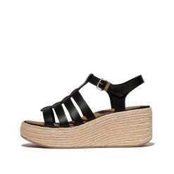 Klapki na koturnie w stylu rybaka damskie FitFlop Platfforms. Brązowe klapki FIT FLOP, bez wzorów, z materiału, eleganckie, bez obcasa, na koturnie, bez zapięcia. Za 695.00 zł.