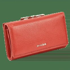 Damski portfel skórzany WINGS z ochroną RFID o pojemnym wnętrzu RED. Czerwone portfele Wings, bez wzorów, ze skóry. Za 149.90 zł.