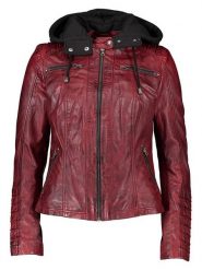 BLUE MONKEY Skórzana kurtka "Wonder" w kolorze bordowym rozmiar: XS. Czerwone kurtki BLUE MONKEY, xs, bez wzorów, ze skóry, bez kaptura. Za 359.96 zł.