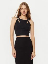 Guess Top W5RP13 KAQL2 Czarny Regular Fit. Czarne topy Guess, m, z aplikacjami, bez kołnierzyka, bez ramiączek. Za 142.00 zł.