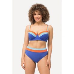 Damskie Bikini miseczka D brokat miękkie miseczki fiszbiny podwójne ramiączka. Niebieskie bikini Ulla Popken, bez wzorów, z elastanu. Za 244.99 zł.