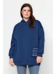 Trendyol Bluza w kolorze niebieskim rozmiar: XXL. Niebieskie bluzy z kapturem Trendyol, xxl, bez wzorów, z kapturem. Za 86.99 zł.