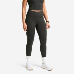 Legginsy fitness damskie Domyos wysoki stan. Szare legginsy DOMYOS, bez wzorów, z elastanu, sportowe. Za 119.99 zł.