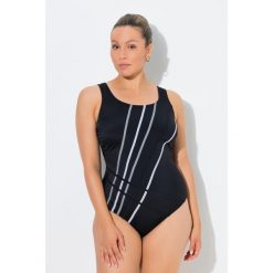 Damski Strój kąpielowy kolorowe wypustki bez miękkich miseczek. Czarne stroje jednoczęściowe Ulla Popken, bez wzorów, z elastanu, sportowe. Za 199.99 zł.