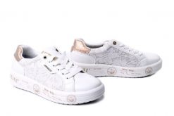 MUSTANG 26M048200100 white, półbuty damskie. Białe półbuty wsuwane Mustang, bez wzorów, bez obcasa. Za 242.17 zł.