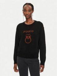 Pinko Sweter Logo 100414 Y7Z4 Czarny Regular Fit. Czarne swetry Pinko, m, bez wzorów, z wełny, bez ramiączek. Za 539.99 zł.