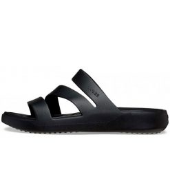 Klapki Crocs Getaway Strappy Z Klapkami Damskie. Czarne klapki Crocs, bez wzorów, z materiału, bez obcasa, bez zapięcia. Za 280.99 zł.