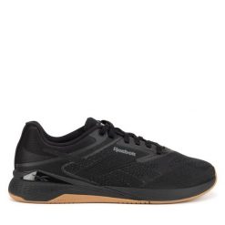 Buty na siłownię Reebok. Czarne buty treningowe Reebok, bez wzorów, bez zapięcia, na fitness i siłownię. Za 446.99 zł.