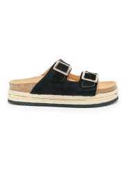 Mandel Skórzane klapki w kolorze czarnym rozmiar: 39. Czarne klapki Mandel, bez wzorów, ze skóry, klasyczne, z otwartym noskiem, bez obcasa, bez zapięcia. Za 195.99 zł.