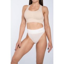 Stringi high waist. Białe stringi GYM GLAMOUR, bez wzorów. Za 39.99 zł.