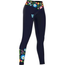 Legginsy fitness długie damskie Smmash Folk z wysokim stanem. Niebieskie legginsy SMMASH, bez wzorów, sportowe, długie. Za 169.90 zł.