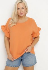 Pomarańczowa Bluzka z Wiskozą o Klasycznym Kroju Vlaniella. Brązowe bluzki Born2be, xl, bez wzorów, z wiskozy, klasyczne, bez kołnierzyka, bez ramiączek. Za 59.99 zł.