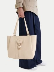 Beverly Hills Polo Club Torebka CEO-BHPC-C-025-09 Écru. Shopper bag Beverly Hills Polo Club, bez wzorów, z materiału, bez dodatków. Za 229.99 zł.