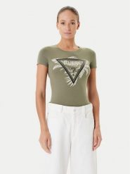 Guess T-Shirt W5YI13 J1314 Khaki Regular Fit. Brązowe t-shirty Guess, xl, z aplikacjami, z bawełny, bez kołnierzyka, bez ramiączek. Za 99.99 zł.