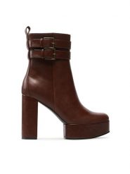 JENNY Botki PLATFORM-01KW Brązowy. Brązowe botki Jenny, bez wzorów, ze skóry, bez obcasa, na słupku, bez zapięcia. Za 159.99 zł.