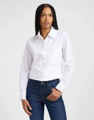 DAMSKA KOSZULA LEE ALL PURPOSE SHIRT BRIGHT WHITE 112365098. Białe koszule Lee, s, bez wzorów, bez kołnierzyka, bez ramiączek. Za 149.99 zł.