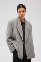 Wełniana marynarka w PASKI w kolorze GREY- BEXLEY-S/M. Szare marynarki i żakiety Marsala, m, bez wzorów, z jeansu, eleganckie, bez ramiączek. Za 1,499.90 zł.