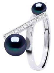 Pearl Addict Srebrny pierścionek z perłami rozmiar: onesize. Niebieskie pierścionki Pearl Addict, z cyrkonią, srebrne. Za 237.73 zł.