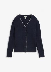 Kardigan. Niebieskie swetry bonprix, bez wzorów, bez ramiączek. Za 124.99 zł.
