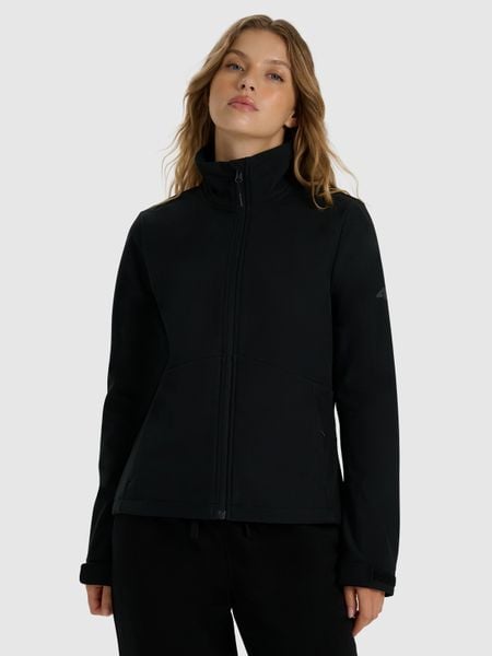 4F Kurtka softshell wiatroodporna membrana 5000 damska - czarna XL. Czarne kurtki 4f, na zimę, xl, bez wzorów, z materiału, klasyczne, bez kaptura. Za 279.99 zł.