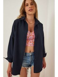 Happiness Istanbul Koszula w kolorze granatowym rozmiar: 38. Niebieskie koszule Happiness Istanbul, bez wzorów, bez kołnierzyka, bez ramiączek. Za 66.00 zł.