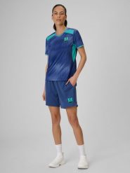 4F Spodenki piłkarskie szybkoschnące damskie - denim S. Niebieskie szorty sportowe 4f, bez wzorów, z denimu, na fitness i siłownię. Za 139.99 zł.