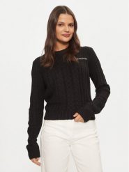 Guess Jeans Sweter W4BR13 Z3HN2 Czarny Regular Fit. Czarne swetry Guess Jeans, l, z aplikacjami, z jeansu, bez ramiączek. Za 239.99 zł.