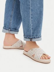 MICHAEL Michael Kors Klapki Kenzie 40R6KZFS1B Kremowy. Białe klapki MICHAEL Michael Kors, bez wzorów, ze skóry, bez obcasa, bez zapięcia. Za 337.99 zł.