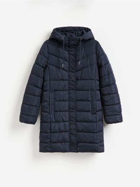 Pikowana kurtka - granatowy. Niebieskie kurtki Reserved, l, bez wzorów, z tkaniny, bez kaptura. Za 159.99 zł.