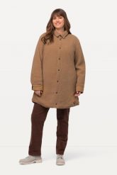 Damskie Kurtka dwustronna pikowanie/plusz kołnierzyk koszulowy zatrzaski. Czarne kurtki Ulla Popken, plus size, bez wzorów, z materiału, klasyczne, z kapturem. Za 639.99 zł.
