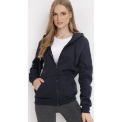 Granatowa Bluza z Kapturem Zapinana na Suwak Bran. Niebieskie bluzy Born2be, l, bez wzorów, z materiału, eleganckie, bez ramiączek, z kapturem. W wyprzedaży za 38.24 zł.
