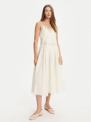 TWINSET Sukienka letnia 251TT2160 Écru Regular Fit. Sukienki Twinset, bez wzorów, z bawełny, bez kołnierzyka, bez ramiączek. Za 1,169.00 zł.