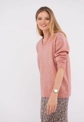 Luźny sweter S-SIMONA. Pomarańczowe swetry Volcano, l, bez wzorów, z materiału, bez ramiączek. Za 149.99 zł.