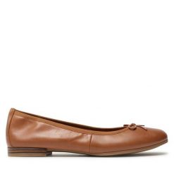 Baleriny Tamaris. Brązowe baleriny Tamaris, bez wzorów, bez obcasa, bez zapięcia. Za 159.99 zł.