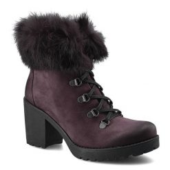 Bordowe Botki Lemar Damskie Stylowe Obuwie. Czerwone botki Lemar, bez wzorów, z nubiku, eleganckie, bez obcasa, bez zapięcia. Za 210.00 zł.