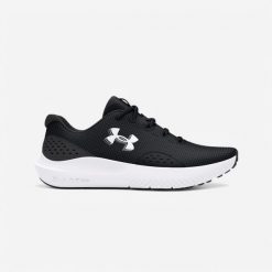 Second Life - Buty fitness damskie UA Charged Surge 4 - Stan Doskonały. Czarne buty treningowe Under Armour, bez wzorów, z materiału, bez zapięcia, na fitness i siłownię. Za 169.99 zł.