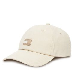 Czapka z daszkiem Tommy Jeans. Brązowe czapki z daszkiem Tommy Jeans, bez wzorów, z jeansu. Za 129.99 zł.