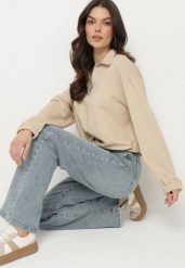 Ciemnobeżowa Bluza z Bawełną i Suwakiem Ściągana Sznurkami Felasa. Brązowe bluzy Born2be, na wiosnę, l, bez wzorów, z bawełny, casualowe, bez ramiączek, bez kaptura. W wyprzedaży za 55.24 zł.