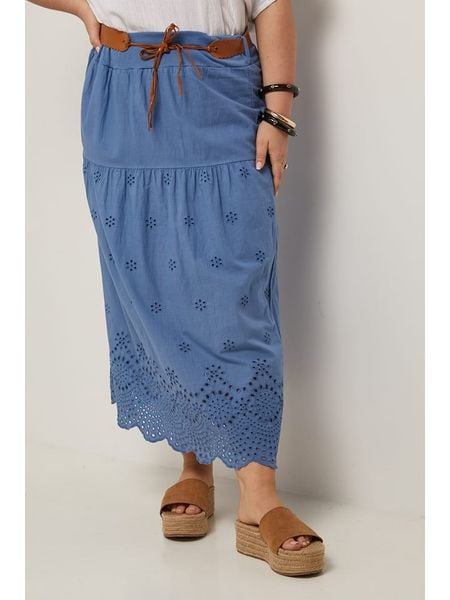 Curvy Lady Spódnica w kolorze niebieskim rozmiar: 48/50. Niebieskie spódnice Curvy Lady, na co dzień, bez wzorów, ze skóry, klasyczne, maxi, proste. Za 100.75 zł.