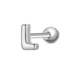 Glanzstücke München Piercing Litera L ze srebra próby 925 w kolorze srebrnym Kolczyki 1 ct Damski. Szare kolczyki Glanzstücke München, srebrne. Za 110.49 zł.