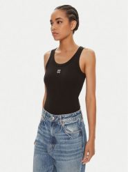 Hugo Top Datamia 50514489 Czarny Slim Fit. Czarne topy Hugo, xxl, bez wzorów, z bawełny, bez kołnierzyka, bez ramiączek. Za 129.99 zł.