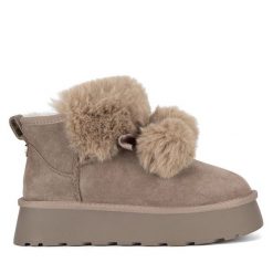 Śniegowce Eva Minge. Szare botki Eva Minge, bez wzorów, bez zapięcia. Za 319.00 zł.